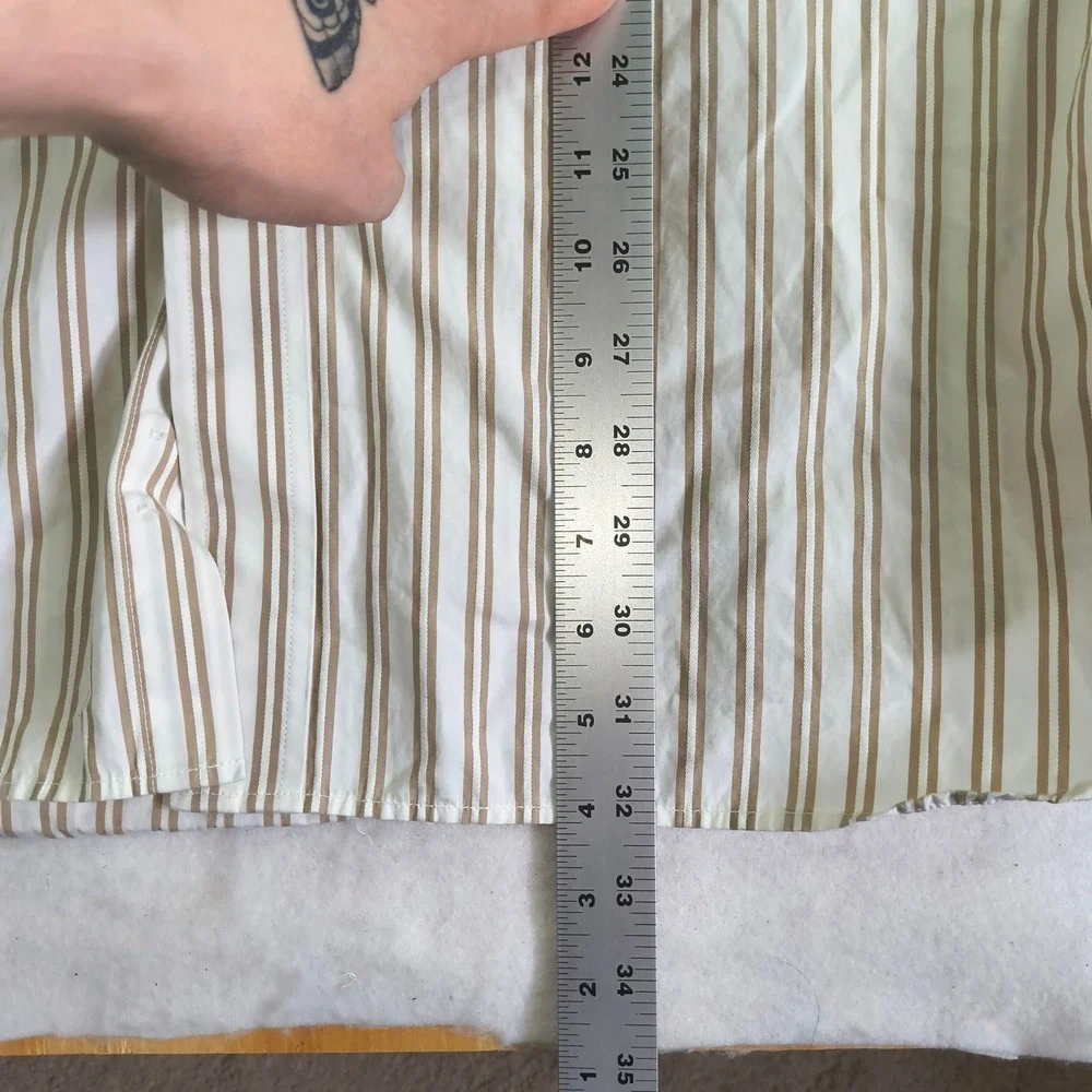 Tommy Hilfiger Mens XL Tan Stripe Button‎ Down Shirt 80s Two Ply Cotton